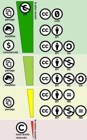 La licence libre Creative Commons existe sous diverses variations plus ou moins ouvertes.
